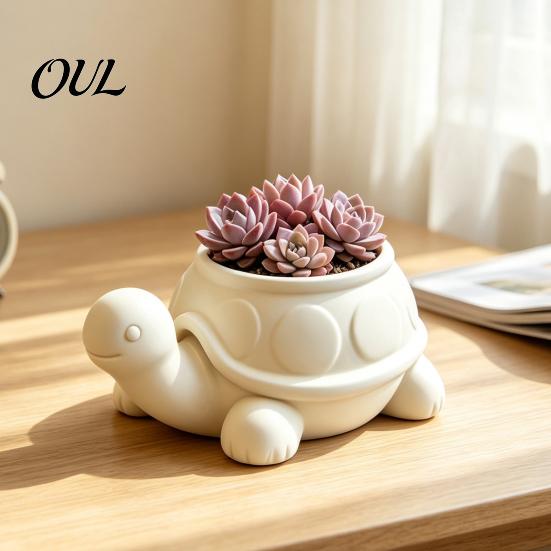 Niche Plant Pot for Desk 3D Printed Turtle Succulents Pot, Cute Animal Planter Indoor Plants, Decorative Desktop Modern Balcony Decor Flowerpot