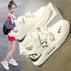 Girls' 2025 Spring/Autumn Non-slip Soft Sole Running Shoes - Trendy White Sneakers for Middle & Big Kids