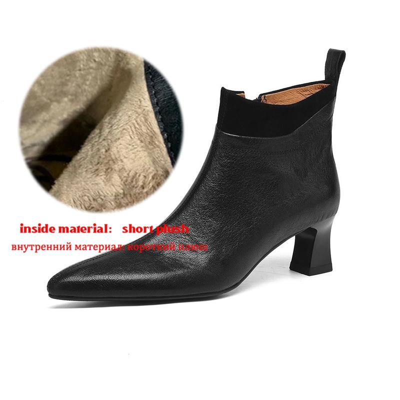 Krazing Pot Зимние ботильоны из овчины с острым носком на современном каблуке-шпильке средней высоты на молнии женские плиссированные ботильоны 42 8879₽