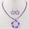 Boho Floral Pendant Necklace & Earrings Set] 1 Set Boho Vintage Floral Pendant Necklace and Earrings Set with Wax Rope Jewelry