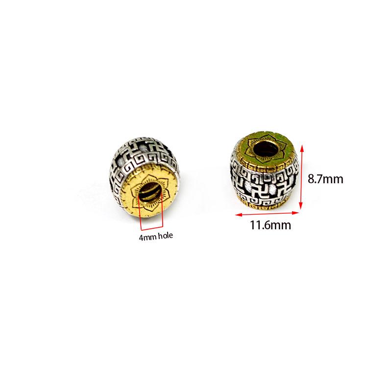 5Pcs Tibetan Silver Gold Metal Loose Spacer Beads Big Hole Beads for Necklace Bracelet Jewelry Making DIY Crafts Accessories