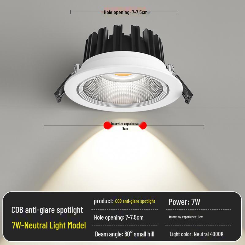 Spotlight LED Ceiling Light for Home & Store - Recessed COB Downlight 5W/7W
