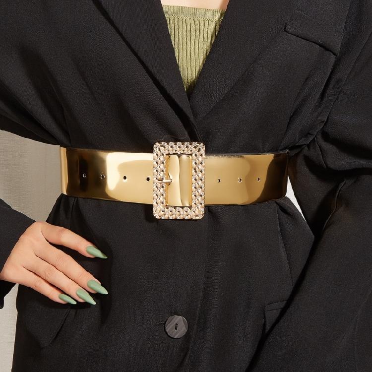 Female Belt Gold Color Glitter Waist Belt Decorative Belts for Womens Jeans