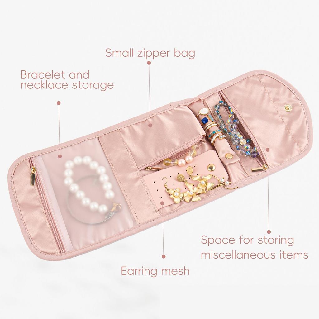 1Pc Jewelry Rolls For Travel, Foldable Jewelry Organizer, Jewelry Storage Roll For Rings Earrings Necklaces Bracelets
