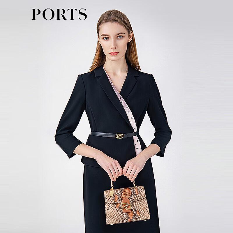 

PORTS Женское элегантное трикотажное платье-коммутер с V-образным вырезом 0