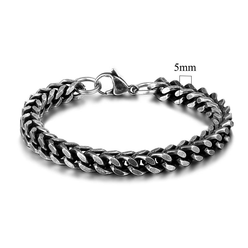 Mens vintage 5-10mm Stainless Steel Byzantine Curb Cuban Link Chain Bracelets for Men Unisex HIp-HOP Wrist Jewelry Gifts