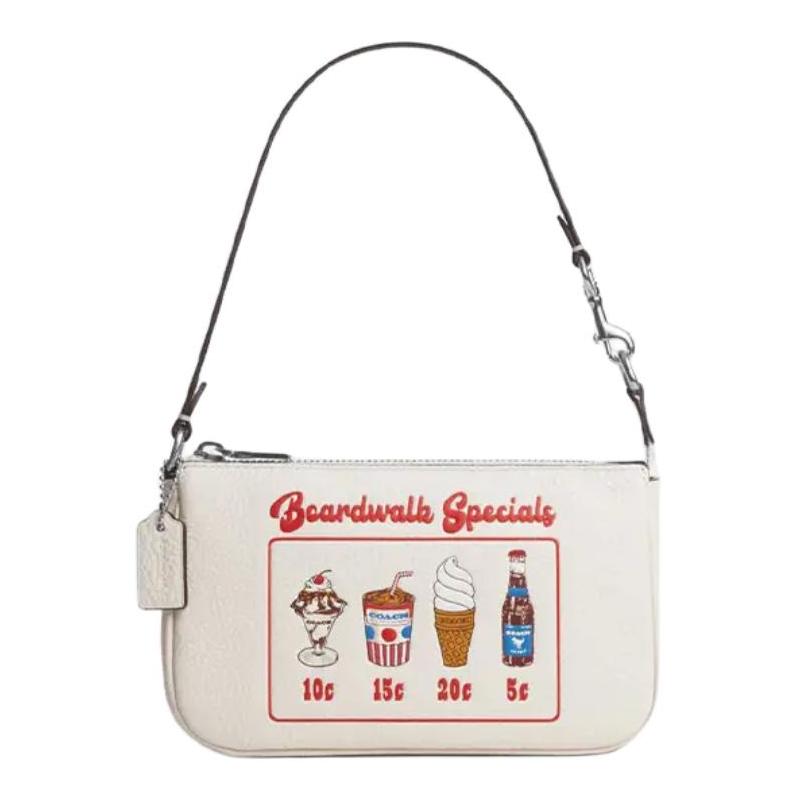 COACH Nolita 19 Fashion Printed Zipper Closure Leather Shoulder Handbag Small Women s White белый