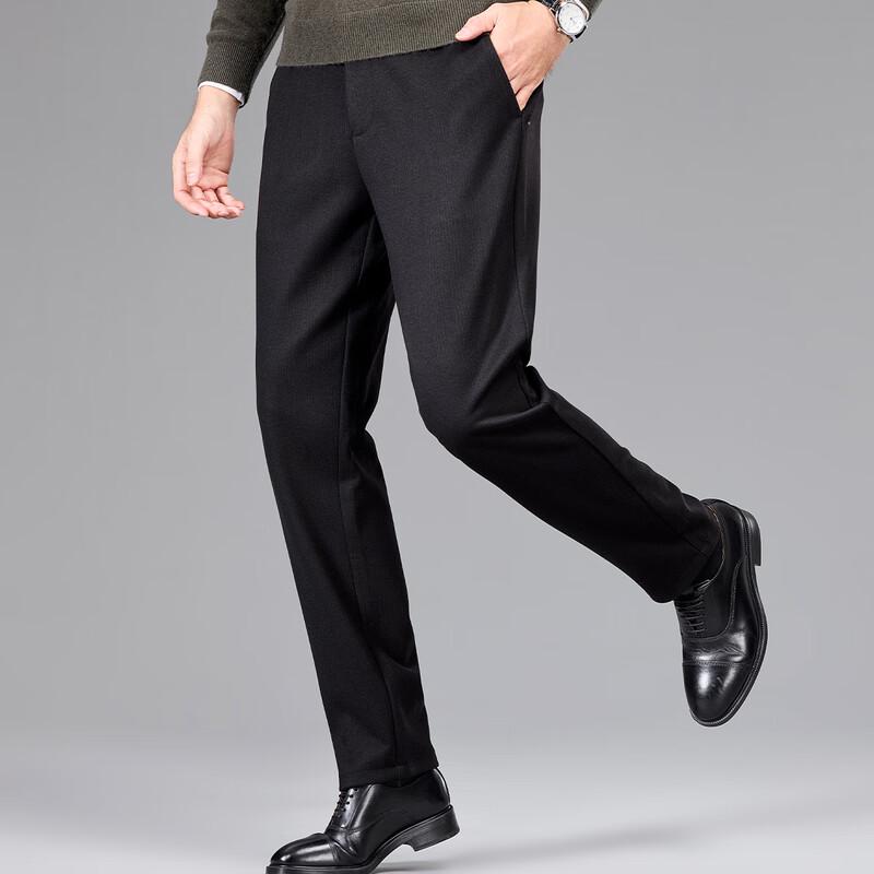 Shanshan Men's Wool Blend Thick Warm Straight Fit Business Casual Pants