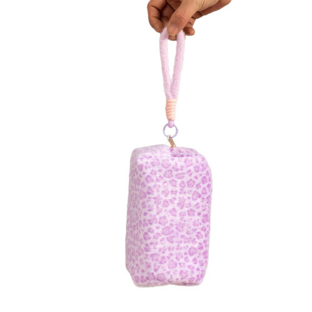 Leopard Print Pattern Plush Cosmetic Bag Casual Travel Cosmetic Case Travel Use