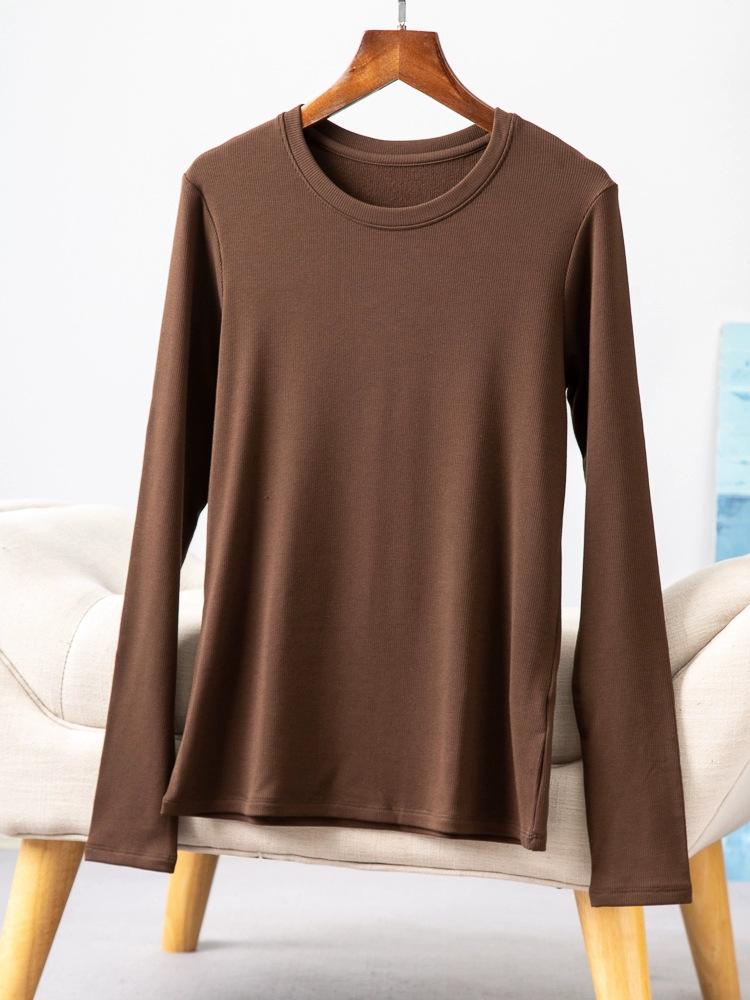 Long Sleeve Female Cold Basic Warm Shirt Bottom Shirt Large Size Heating Clothes In The Fall In The High Neck Inner Wear Padded Threaded T-shirt Tops
