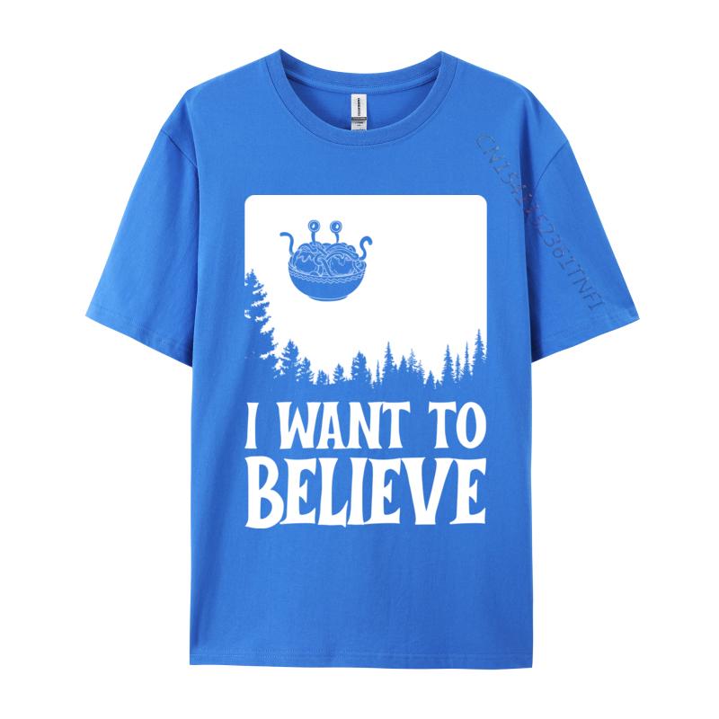 Flying Spaghetti Monster Fsm Pastafari I Want To Believe T Shirt 2024 New Fashion Hip Hop Cotton Fabric Men's T-Shirt Printing