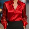 Women's Autumn Solid Color Satin Long Sleeve Shirt