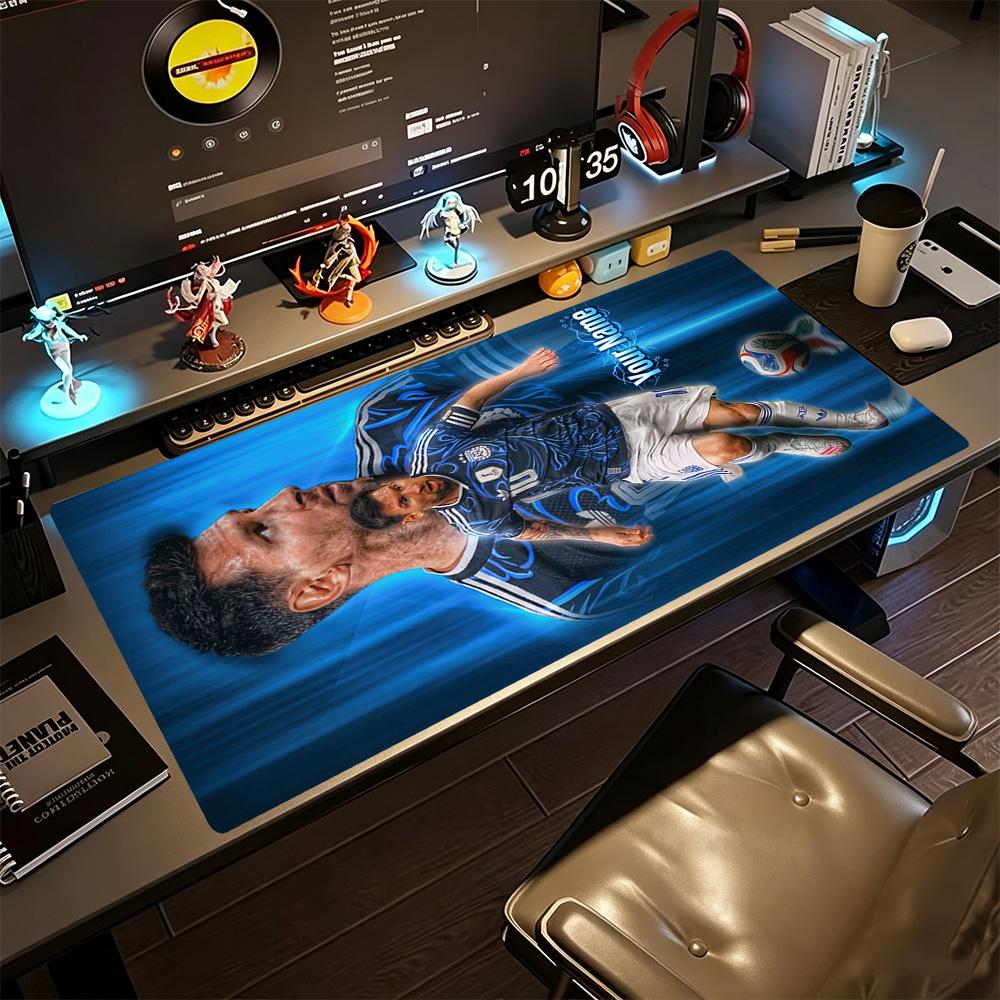 Football Messi Customize Your Name Mouse Pad Keyboard Pad HD Print Desk Pad Non-Slip Rubber Bottom Perfect Gift for Gamers