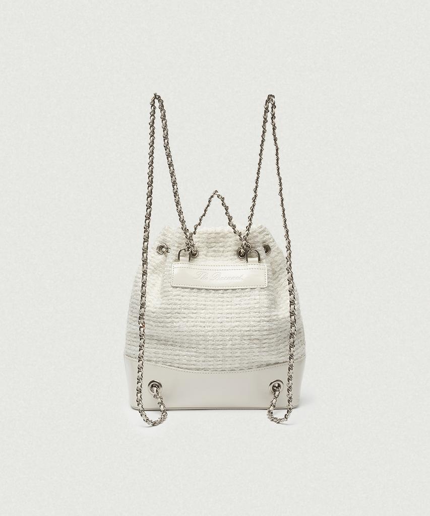 Thebarnnet Tweed Drawstring Chain Backpack_Ivory
