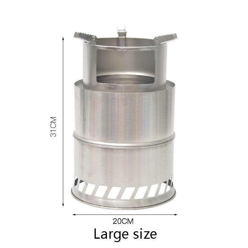 Outdoor Portable Round Wood Stove Charcoal Stove Solid Alcohol Stove Thickened Stainless Steel Cookware Size Optional