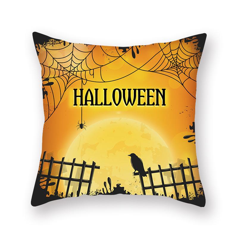 Halloween Pillow Cover Cartoon Pumpkin Head New Peach Skin Cushion Cover Sofa Cushion