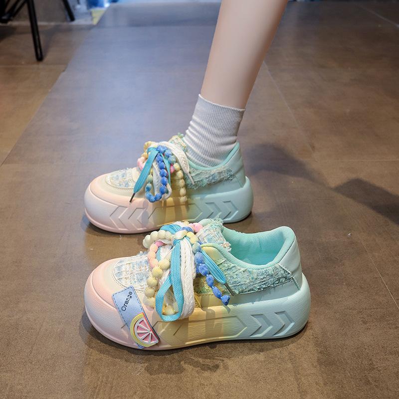 Niche original thick baseplate shoes women's 2025 new student versatile muffin little white shoes sports and leisure big head shoes