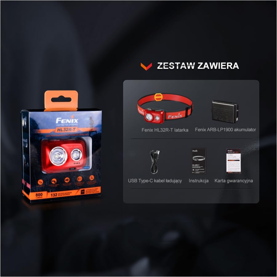 Fenix Max 800 AAA Battery IP66 Magnesium Alloy Trail DIY HL32R-T Headlamp, USB-C Rechargeable, Lumens, Compatible, Protection, Construction, Running,