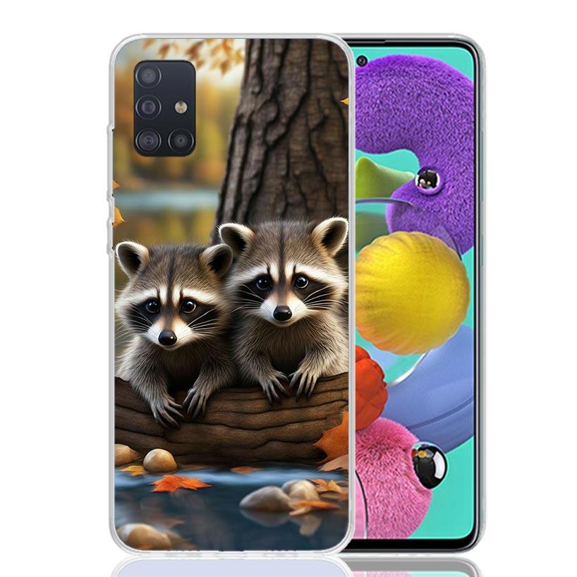 Raccoon Cute Animal Phone Case for Samsung Galaxy A52 A51 A50S A12 A22 A32 A72 A10S A30S A31 A71 Note 20 Ultra 10 Plus S10 Galax