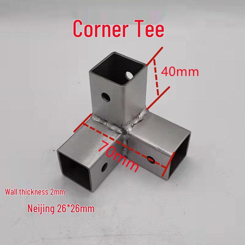 Stainless Steel 25x25 Square Tube Tee Connector for Shelving Display Racks