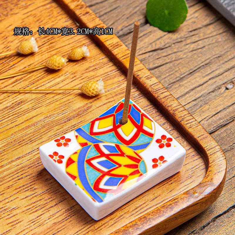 1pc Japanese Blossom Incense Burner Home Ceramic Decor Stick Holder Aromatherapy Censer Office Teahouse Ornament
