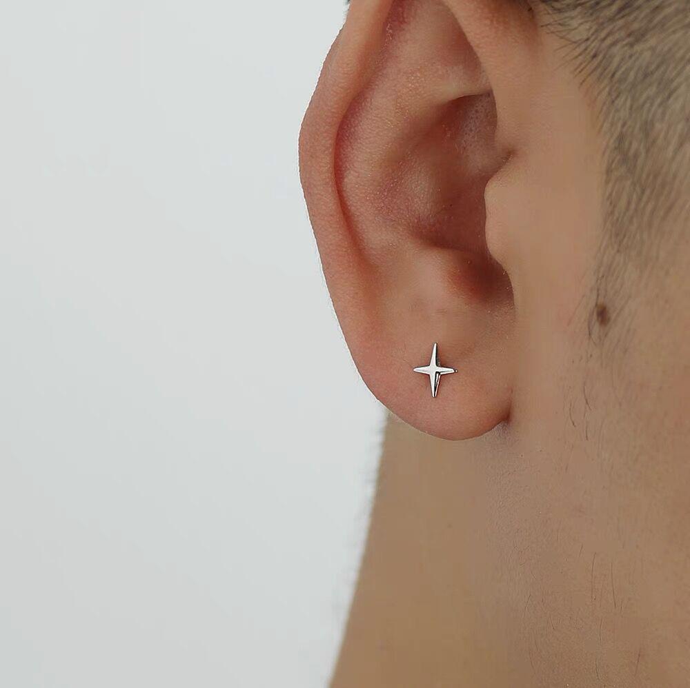 Men's and Women's Star & Hexagram Cross Stud Earrings: Simple, Versatile, Emotional Ear Jewelry for Couples