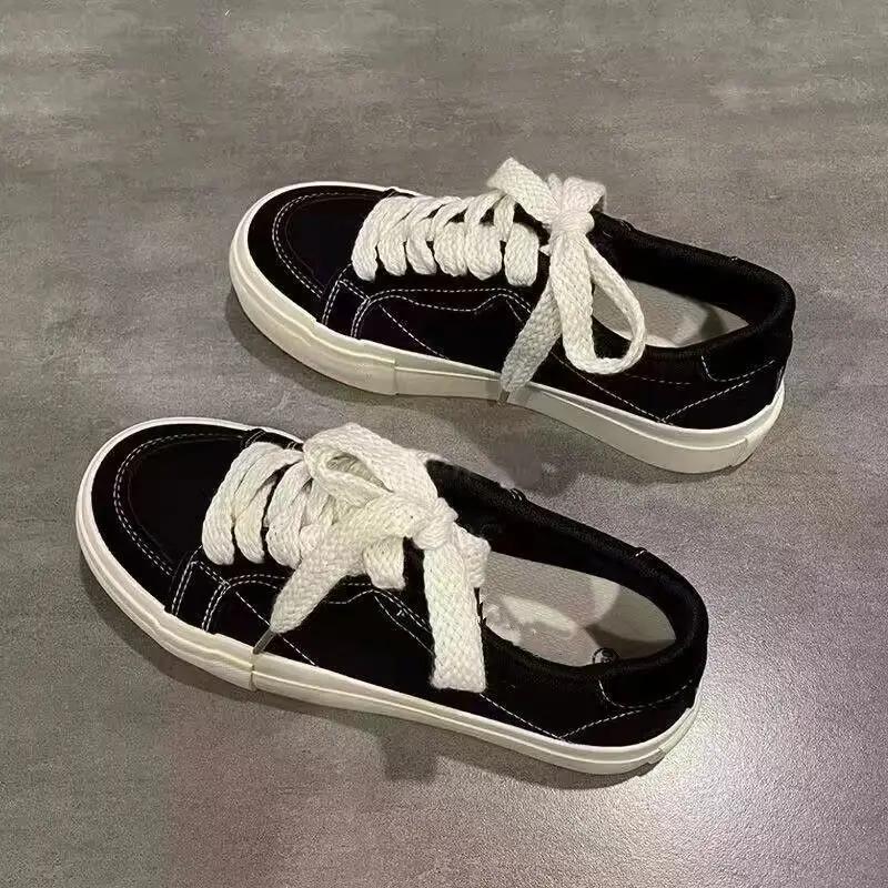 2025 Hot Sale Spring New Retro Low-top Canvas Shoes Flat Women Casual Thick Sole Women's Board Shoes