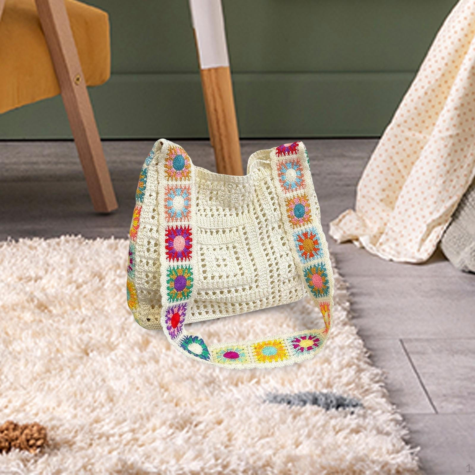 

Вязаная крючком сумка стильная женская сумка через плечо для летних каникул путешествия день рождения бежевый