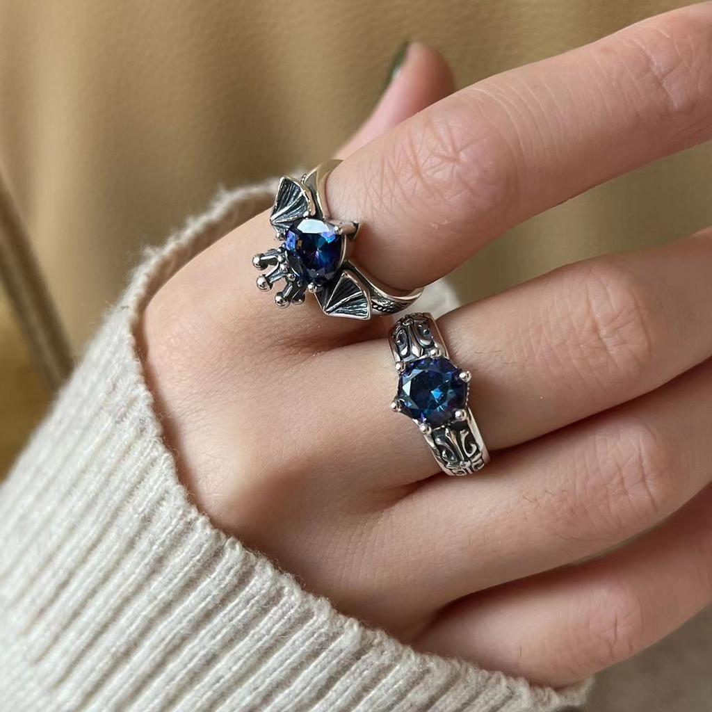 New Arrival Retro Crown Devil Shiny CZ Zircon Star Thai Silver Female Party Ring  For Women Never Fade Cheap Gifts