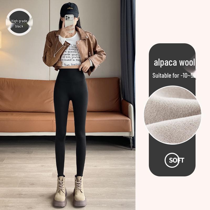 Women's Fleece-Lined Shark Pants: 2024 Thickened Black Gold Warm Yoga Leggings for Autumn/Winter