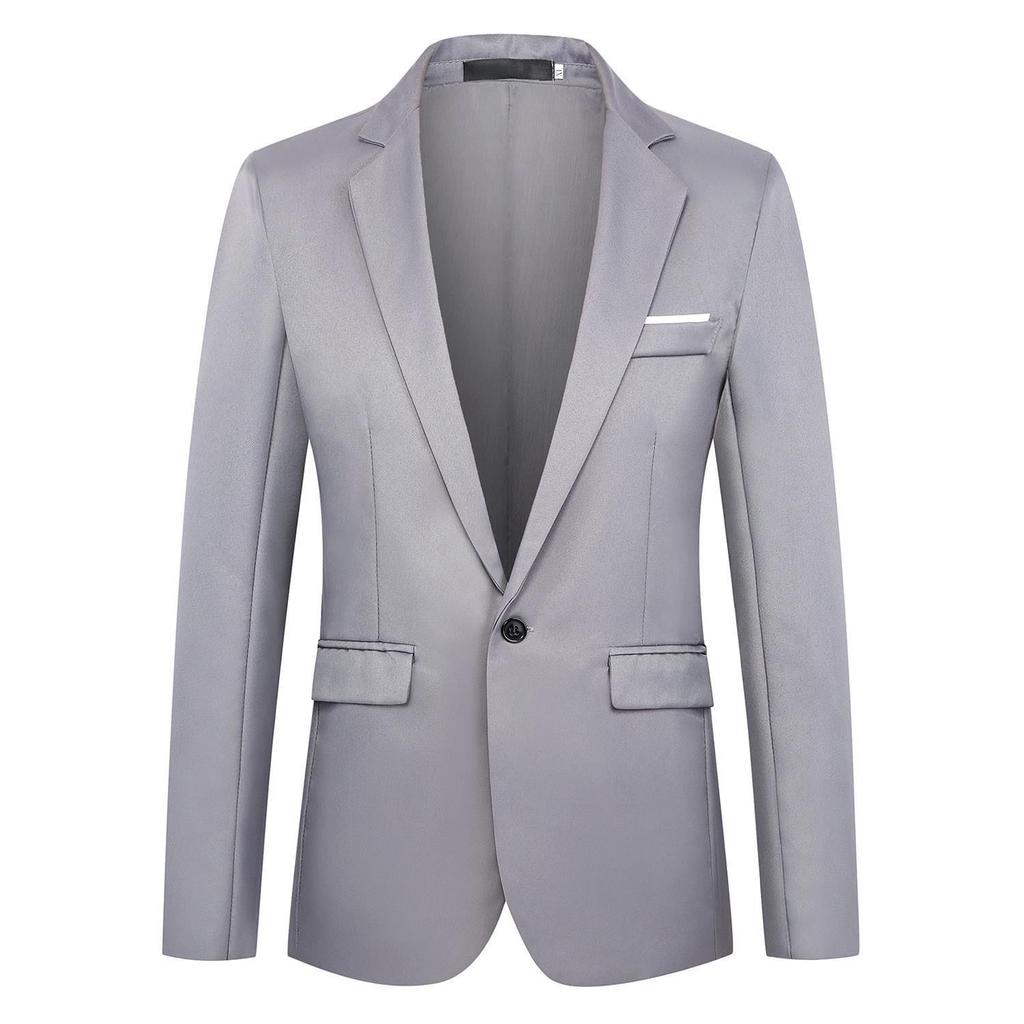 Autumn Fashion Slim Fit Men's Suit Long Sleeve Solid Color Lapel Outwear Anti-wrinkle Casual Business Suit Versatile Male Suit