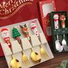 Creative Christmas Cartoon Spoon & Fork Set – Stainless Steel Dessert Utensils with Old Man Tree Design