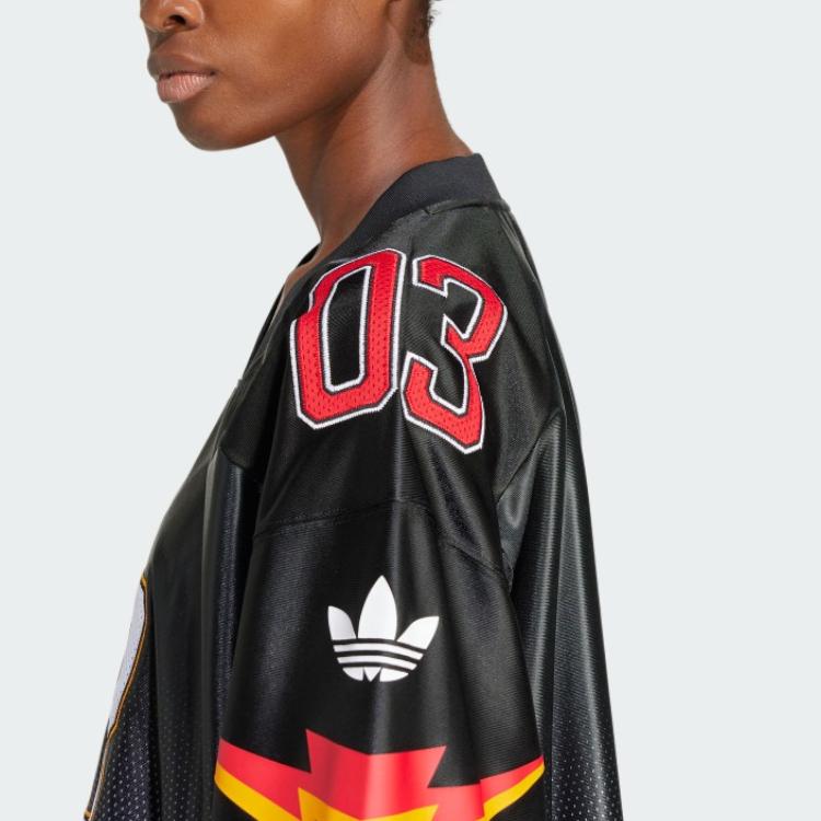 adidas Originals Maglia a Maniche Corte con Scollo a V e Vestibilità Ampia da Donna Nera JX9217