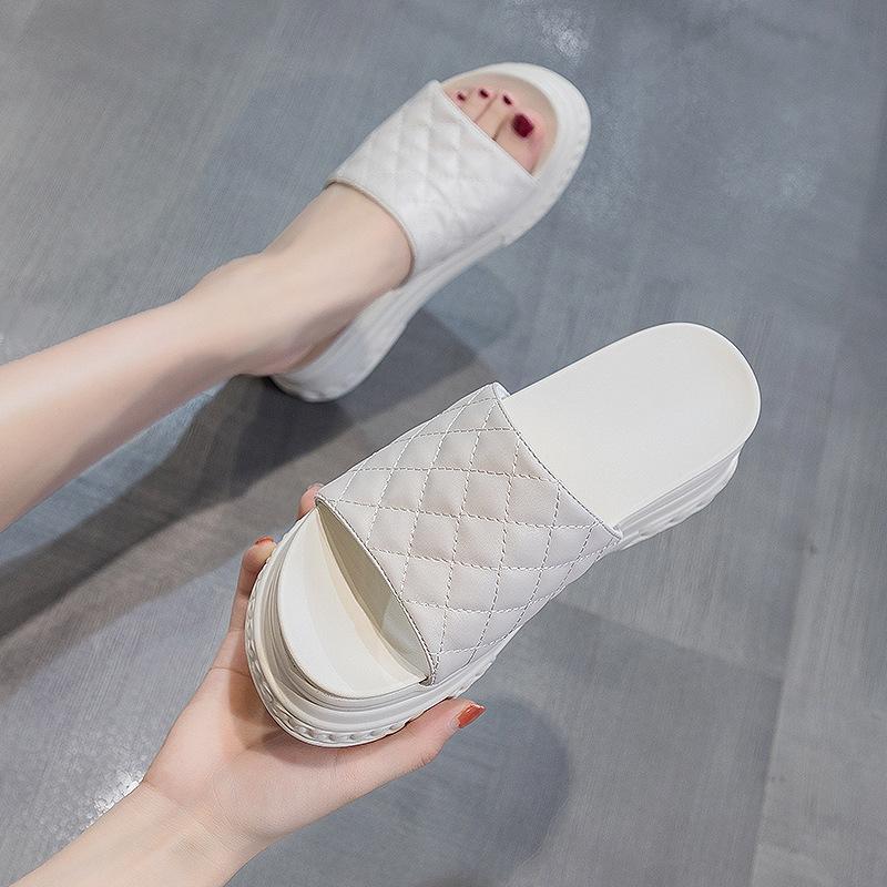 Sandals Women's 2025 Summer New Xiaoxiangfeng Thick-soled Slope Heel Sandals Women's Fashion and Simplicity Korean Version of Trendy Casual Shoes