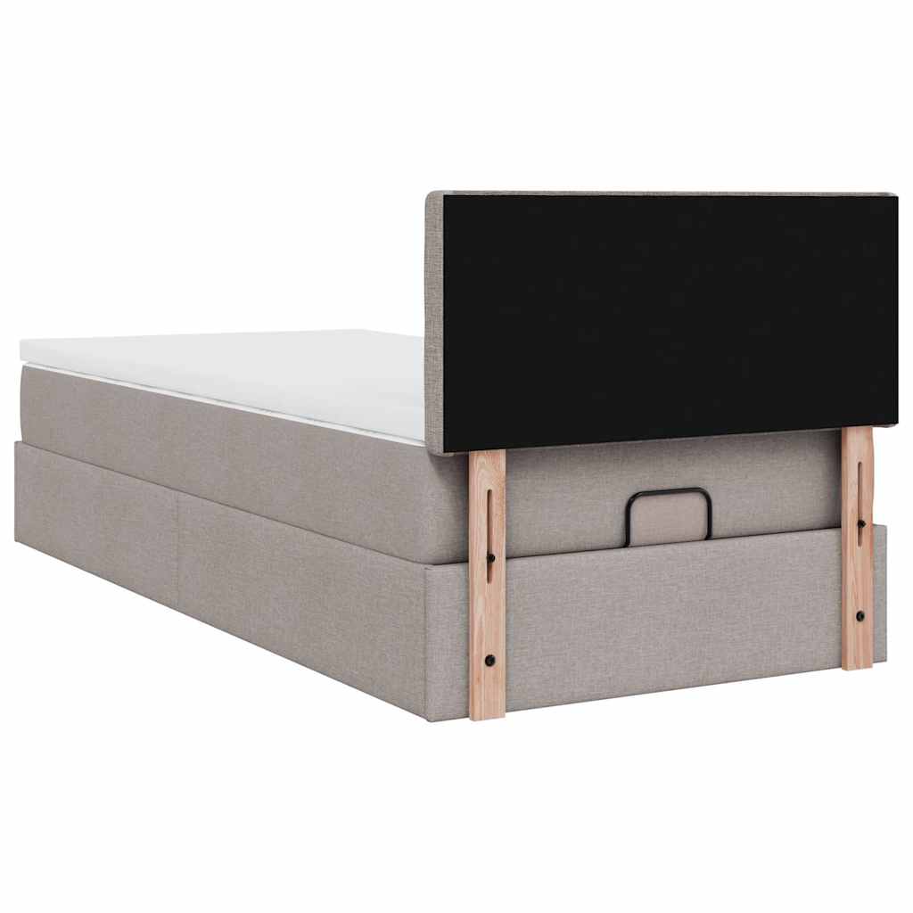 Ottoman Bed with Mattress Taupe 100x200 Cm Fabric