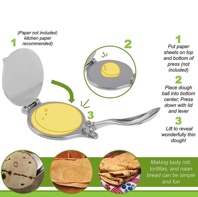 Aluminium Tortilla-Presse: Hersteller für mexikanische Maismehlteig- und Teigtaschenhüllen