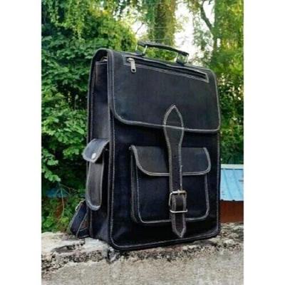 Zaino da viaggio casual in vera pelle vintage fatto a mano per laptop, borsa unisex