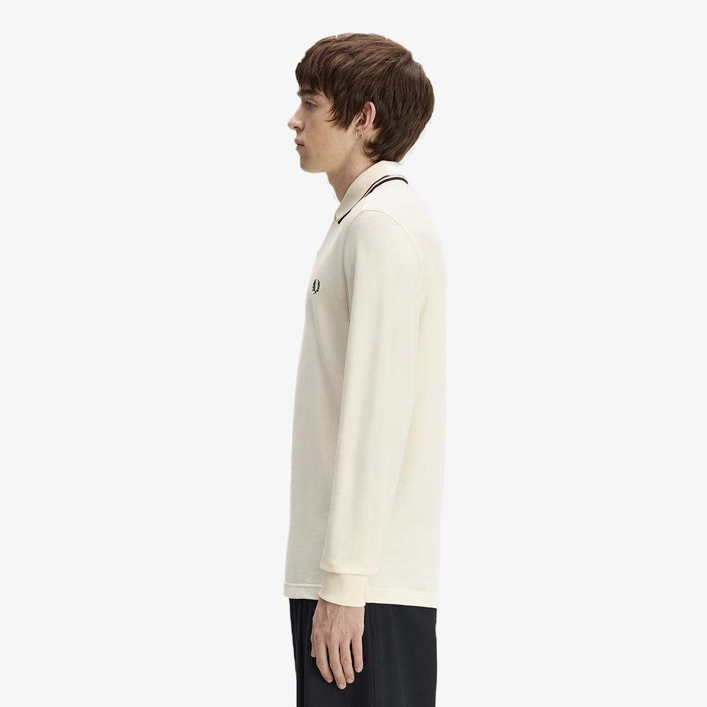 Fred Perry [M3636] Long Sleeve Twin Tip Fred Perry Shirt - Ecru/Brandy/Night Green Afpm2G33636-69C