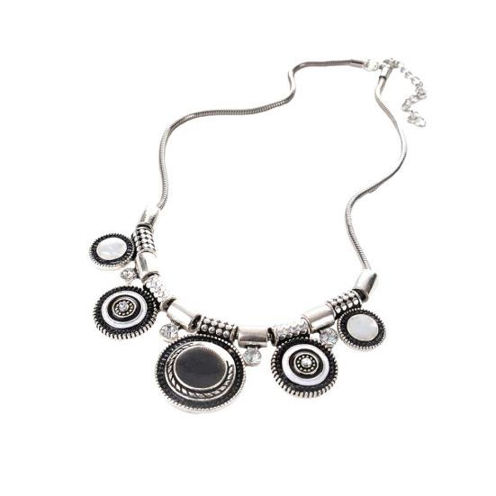 

Этнические женские стразы, инкрустированные круглым эмалевым кулоном, массивное ожерелье нагрудник, подарок чёрный