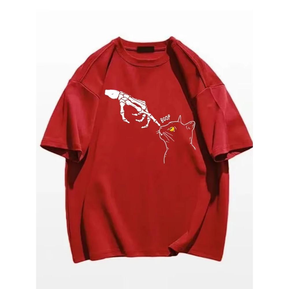 Kostra Tečka v Kundě Vtipné Tričko Pánské a Dámské Jednoduchý Top s Kulatým Výstřihem Streetová Oversized Móda Krátký Rukáv Sportovní Oblečení