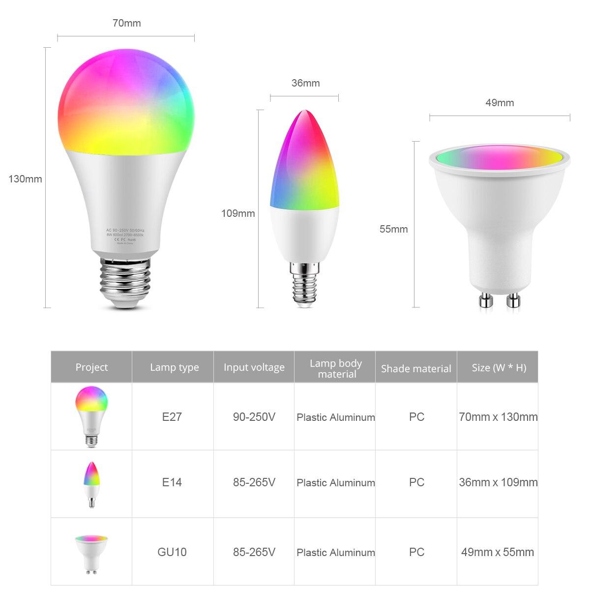 WIFI светодиодная умная лампочка Tuya RGB Bluetooth приложение кухонная лампа — фото 14
