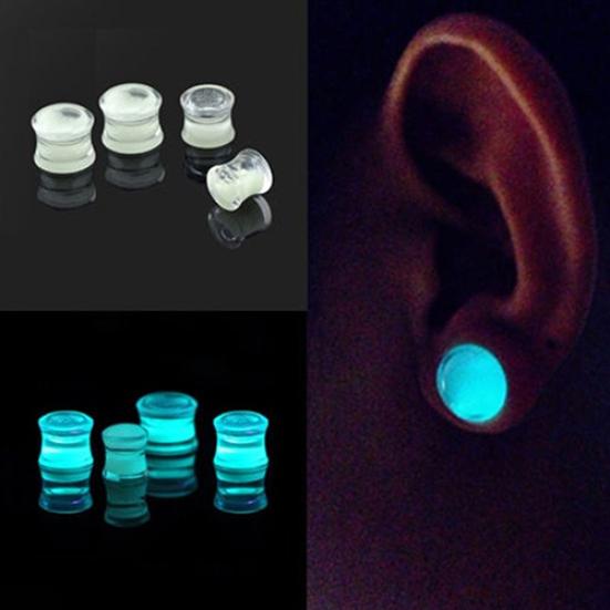 Unisex Glow In the Dark Double Flared Saddle Ear Gauge Plug Body Piercing