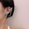 1 pair Luxury Silver Tassel Ear Clip Long Shiny Temperament Eardrops  Women