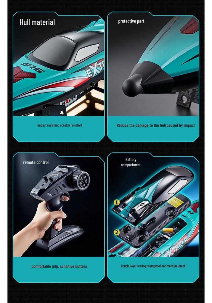 HJ816 Brushless High-Speed RC Boat with Night Lights - 2.4G Water Speedboat Toy