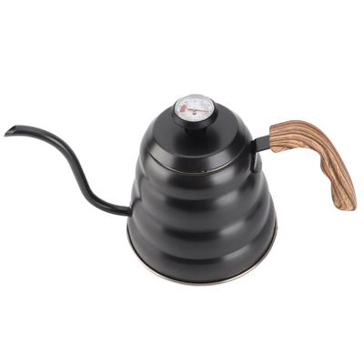 Hervidor de Té Café de Acero Inoxidable de 1.2L con Termómetro Caño de Cuello de Cisne Cafetera de Vertido