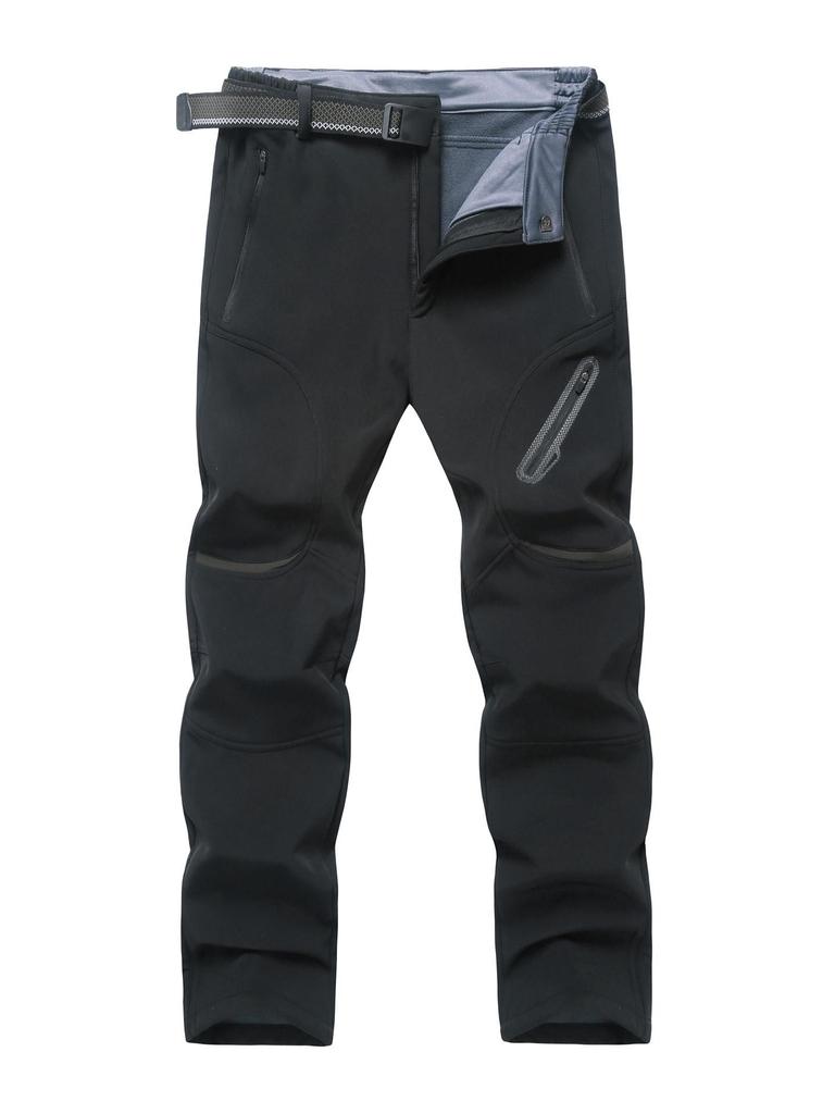 Plus Size Men's Gothic Softshell Windproof Fleece-Lined Stretch Pants