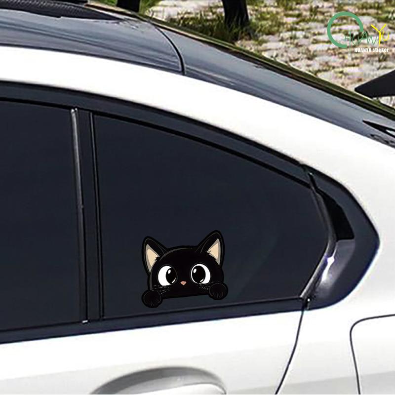 Black Kitten Cartoon Cute Car Body Scratch Cover Personal Creative Waterproof Electric Bike Motorcycle Sticker Decal