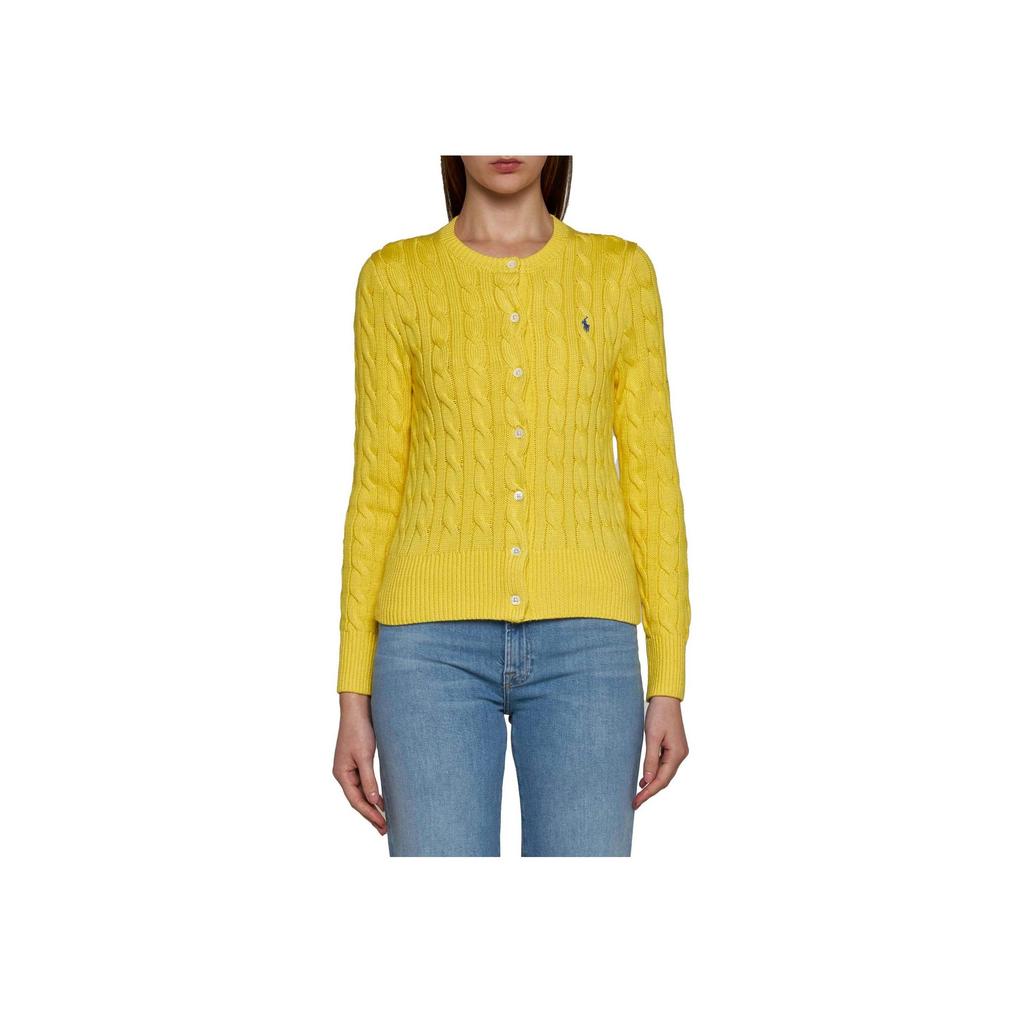 Polo Ralph Lauren Solid Color Single-Breasted Round Neck Long Sleeve Knit Sweater Women Sweater Yellow 211891643-011