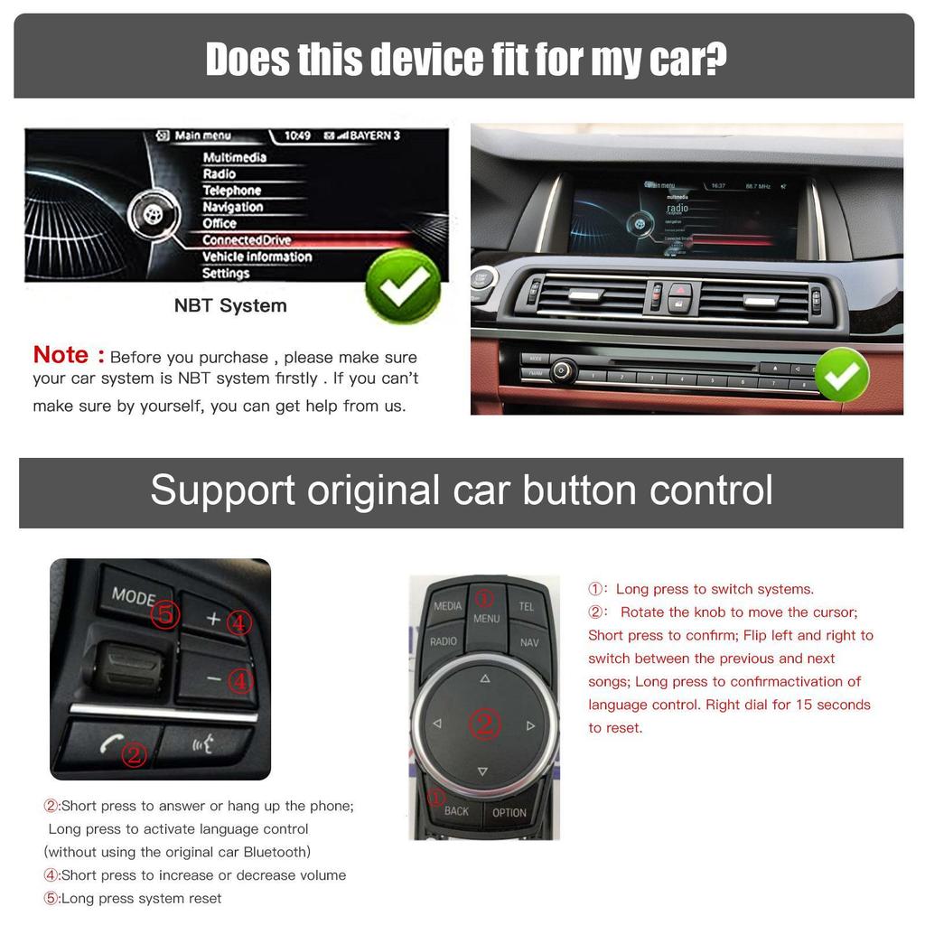 BMW Wireless CarPlay Decoder with Huawei Hicar and Reverse Camera Support