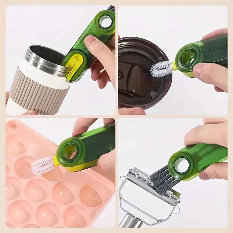 3 In 1 Bottle Gap Cleaner Brush Multifunctional Cup Cleaning Brushes Water Bottles Clean Tool Mini Silicone U-shaped Brush